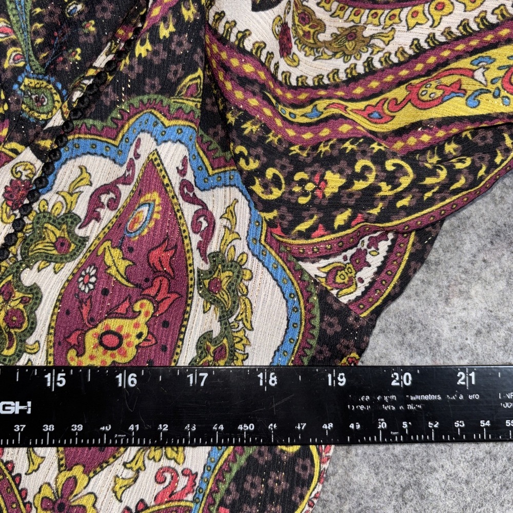 T Tahari Women's Dress Women's 10 Peacock Paisley Button Tiered Cottage Boho New - Picture 7 of 16